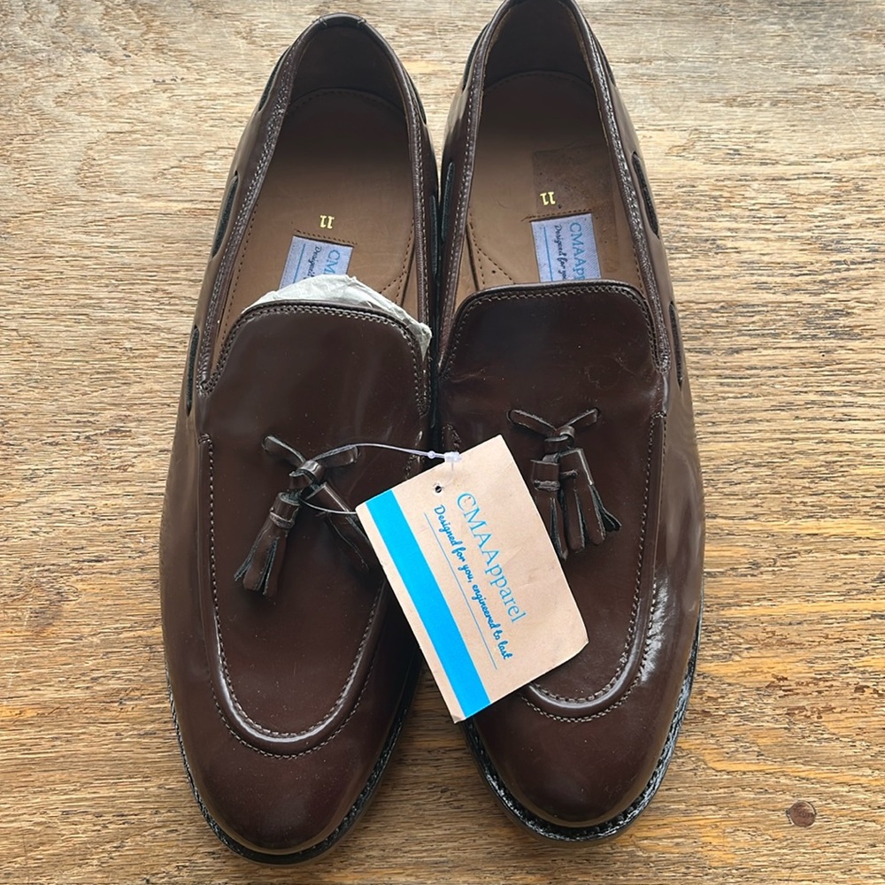 NEW Men’s all leather dress shoes casual loafers boys teens Size 11